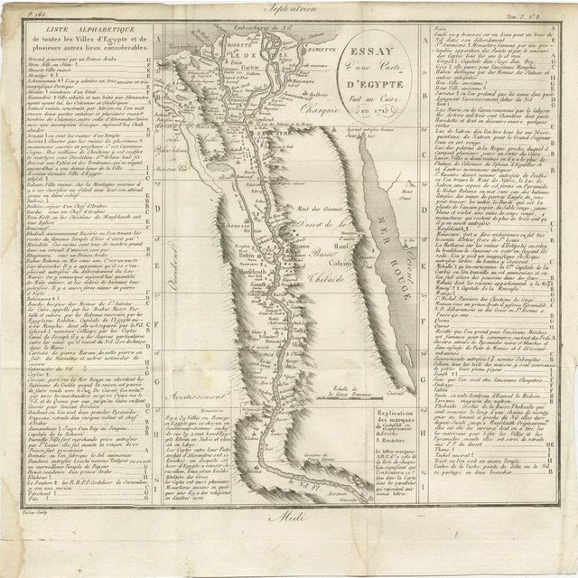 Antique map of Egypt, titled "Essay d'une Carte d'Égypte Fait au Caire en 1715". This finely engraved map presents a...