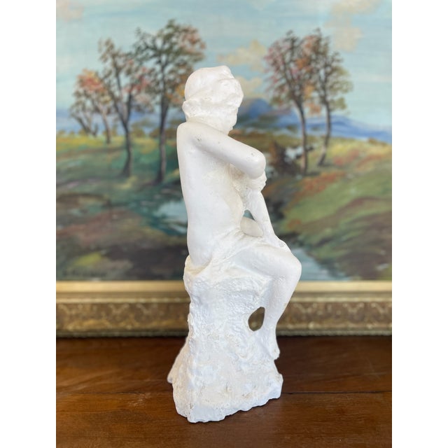 Vintage Plaster Nude Female Figurative Sculpture on Rock Formation - Mid-20th Century Classical Style For Sale - Image 10 of 10