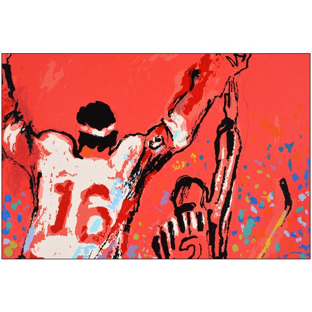 Modern 1973 Red Goal Modern Red Serigraph LeRoy Neiman For Sale - Image 3 of 6