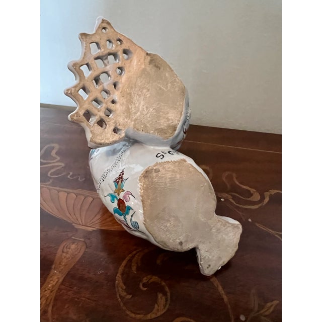 White Early 20th Century French Faience Double Basket Form Hand Painted Planter For Sale - Image 8 of 9