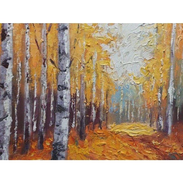 Original oil painting by Sean Wu. golden aspen trees