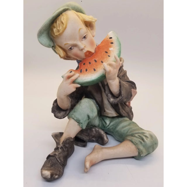 Vintage Boy Eating Watermelon Capodimonte Melon Porcelain Hand Painted Figurine Numbered For Sale In Washington DC - Image 6 of 6