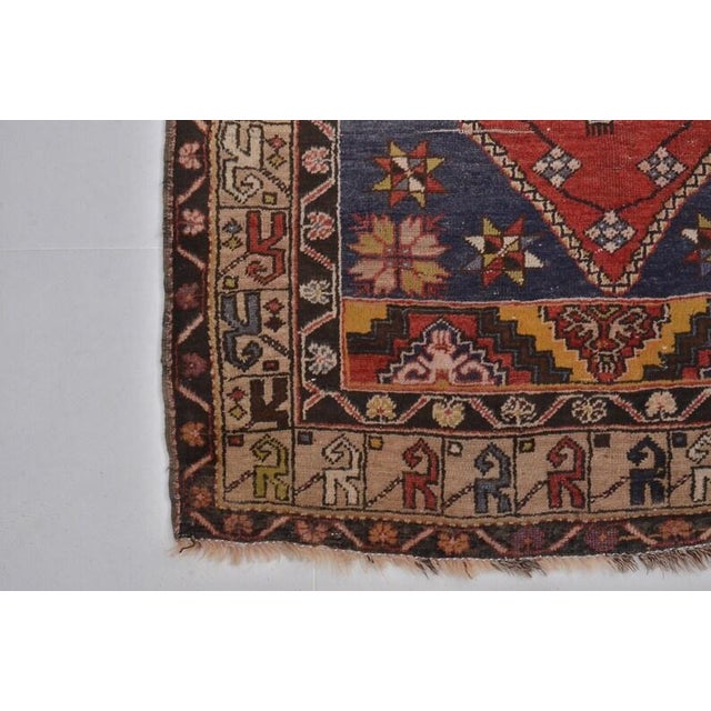 Handknotted Tribal Wool Rug For Sale - Image 9 of 10