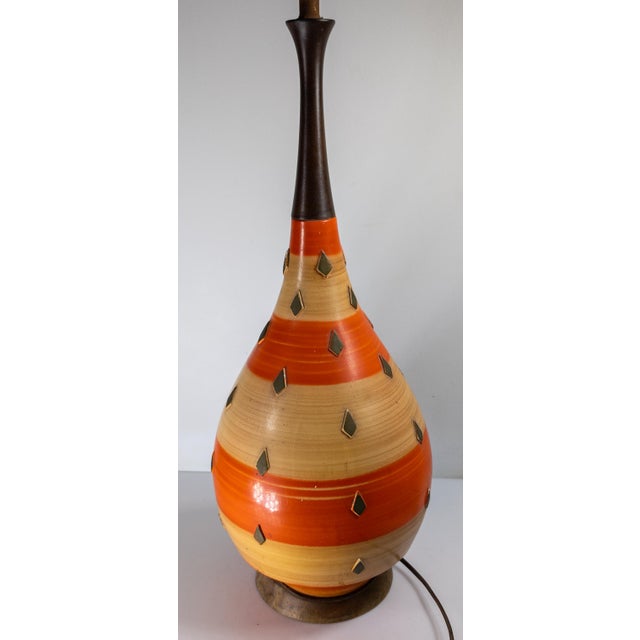 Orange Mid-Century Modern Plaster Colorful Table Lamp by Bel-Art For Sale - Image 8 of 14