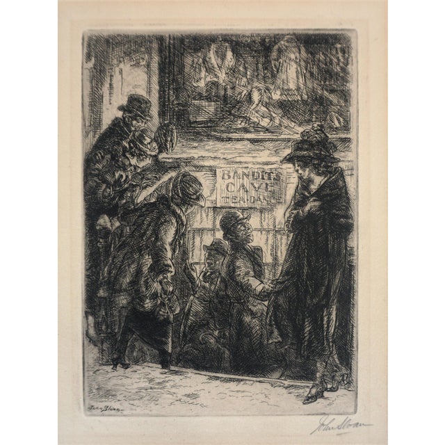 1920 Social Realism Etching by John French Sloan titled "Bandits Cave" Compelling etching by John Sloan (American 1871 -...