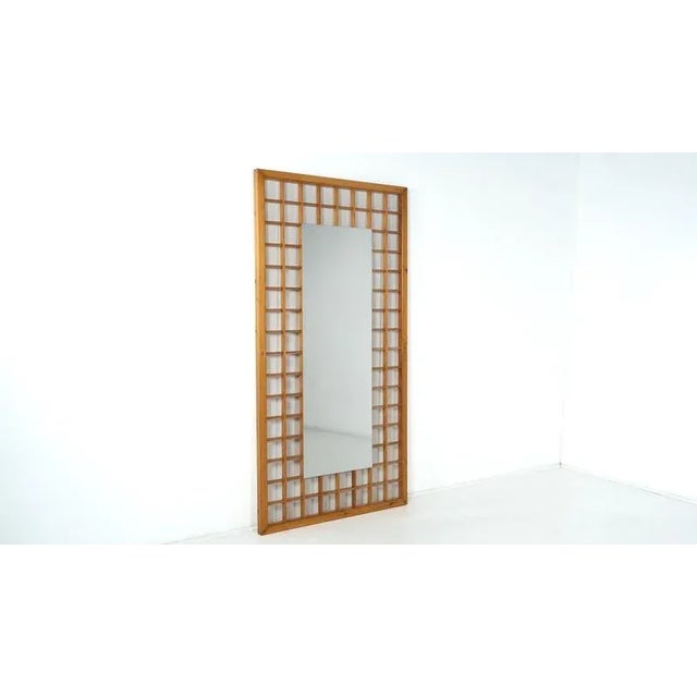 Large Mirror with Wooden Grid, Italy, 1960s For Sale - Image 6 of 9