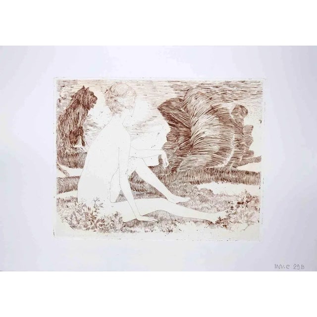 Sibil is an original etching in sanguine realized by Leo Guida in the 1970s. Good condition. Leo Guida (1992 - 2017)....