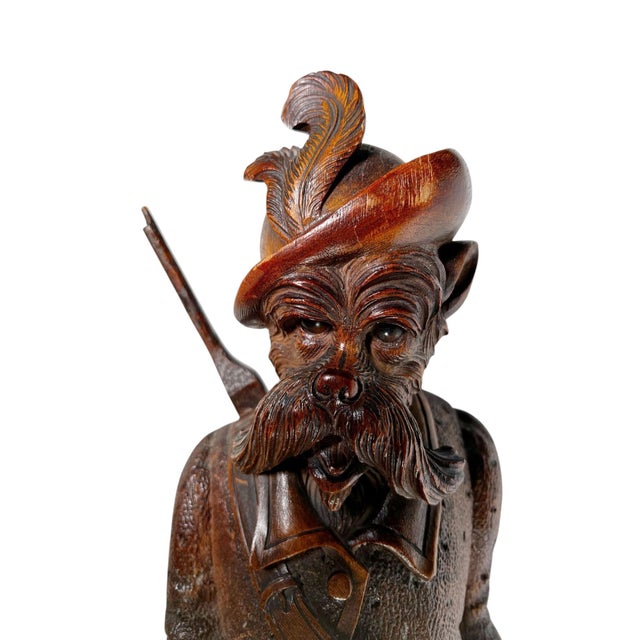 Late 19th Century Black Forest Whip Carved Wood Fox Music Box With Glass Eyes For Sale - Image 9 of 10