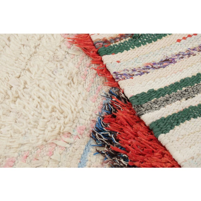 Textile Vintage Moroccan Runner Rug With White and Red Diamond Medallions | Rug & Kilim For Sale - Image 7 of 7