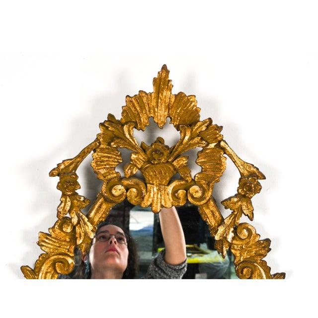 Vintage Carved Rococò Style Gilt Wall Mirror—A Pair For Sale - Image 13 of 18