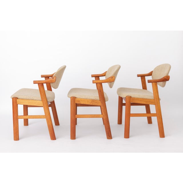 Danish Teak Dining Chairs with Beige Upholstery by Schou Andersen Møbelfabrik, 1970s, Set of 4 For Sale - Image 3 of 12