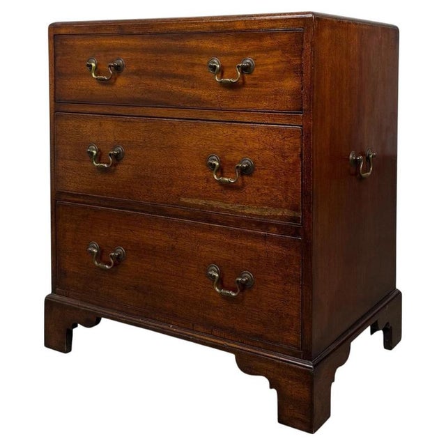 Small Antique Early 20th Century Campaign Chest of Drawers For Sale - Image 4 of 12