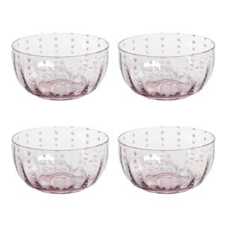 Pescara White Dot Condiment Glass Bowls - Purple, Set of 4 For Sale
