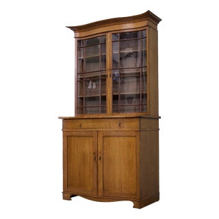 Vintage Georgian Style Glazed Oak Bookcase, 1930s For Sale