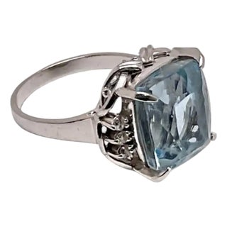 Aquamarine & Diamond Cocktail Ring Platinum For Sale