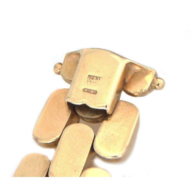 Metal Mid 20th Century Three Row 14k Yellow Gold Bar Link Bracelet For Sale - Image 7 of 8