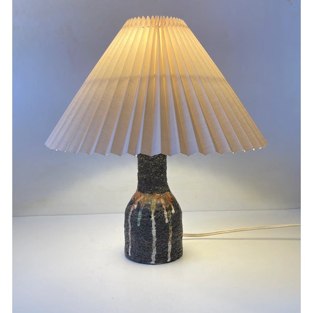 Ceramic Brutalist Italian Ceramic Table Lamp with Running Glaze, 1970s For Sale - Image 7 of 7