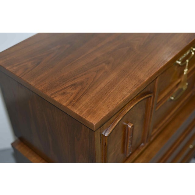 1960s Mid Century Modern Walnut Highboy Dresser by United Furniture For Sale - Image 9 of 14