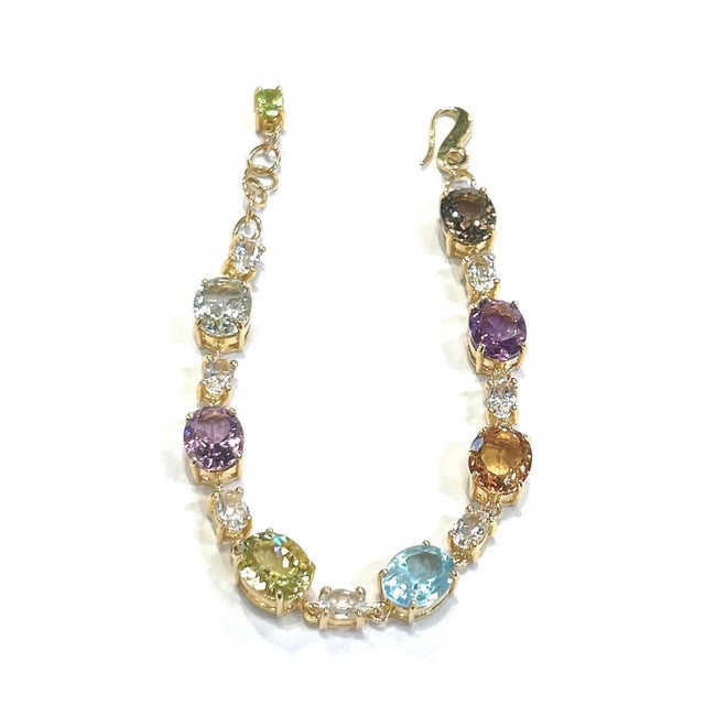 Bochic “Capri” Peridot & Multi Color Gem Bracelet Set In 18K Gold & Silver For Sale - Image 9 of 12