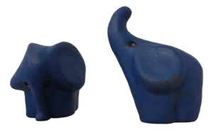 Mid-Century Blue Ceramic Elephants, Austria, Set of 2