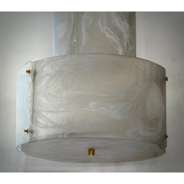 Murano Art Glass and Brass White Round Chandelier, 2000 For Sale - Image 6 of 11