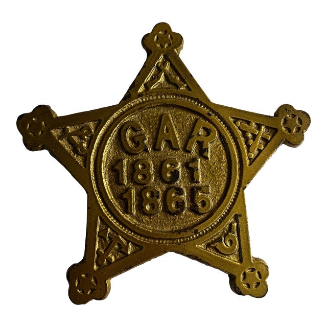 Antique G.A.R. 1861 1865 Cast Iron Star For Sale