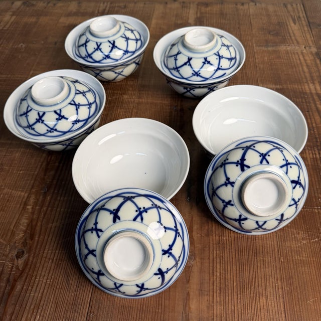 Vintage Japanese Porcelain Lidded Bowls, 1970s, Set of 5 For Sale - Image 12 of 14
