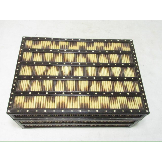 Black Large Antique Anglo Indian Fitted Quill Box For Sale - Image 8 of 15