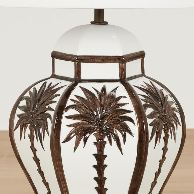 Italian Pair of Vintage Italian Table Lamps With Palm Trees For Sale - Image 3 of 10