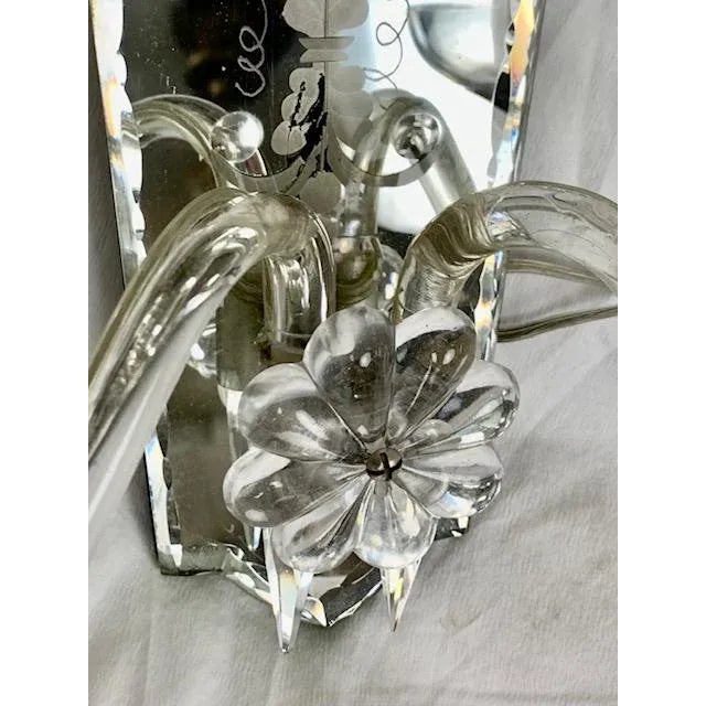 1920s Vintage 1920 Etched Carved Mirror Sconces - Pair For Sale - Image 5 of 12