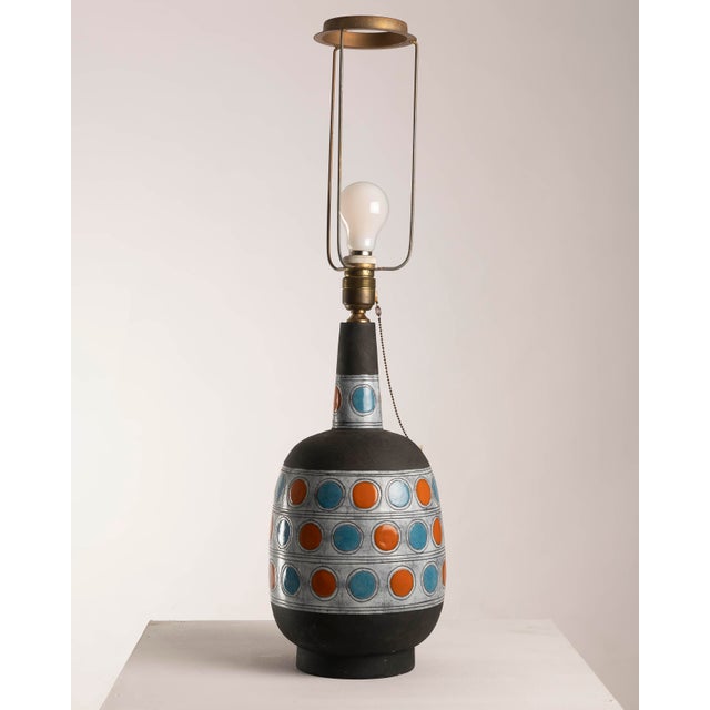 European Polychrome Ceramic Table Lamp, 1960s For Sale - Image 5 of 11