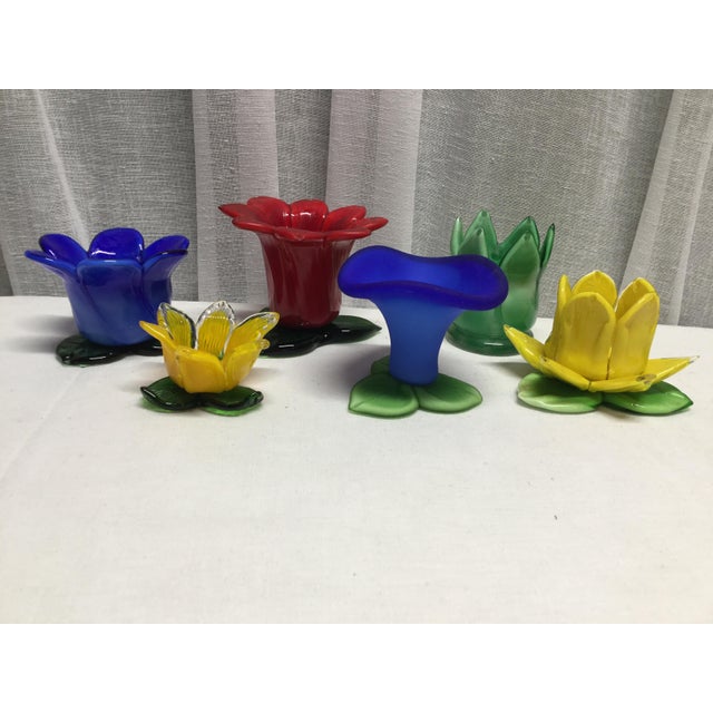Vintage Italian Glass Flower Candle Holders Set of 6 Chairish