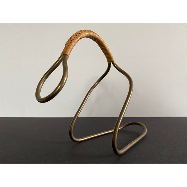 Carl Auböck Carl Aubock Brass and Cane Wine Bottle Caddy / Holder For Sale - Image 4 of 10