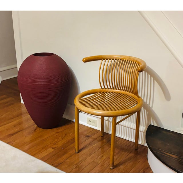 Beautiful oversized 27-inch floor vase in a deep terracotta/burgundy color. Textured ribbed exterior, modern shape, and a...