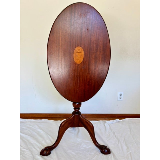 Charak Furniture Co. 1931 Charak Furniture Co. Tilt Top Mahogany Table For Sale - Image 4 of 7