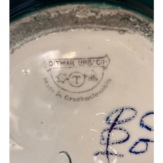 1930s Hand-Painted Ditmar Urbach Green Pitcher From Czechoslovakia For Sale In Saint Louis - Image 6 of 8