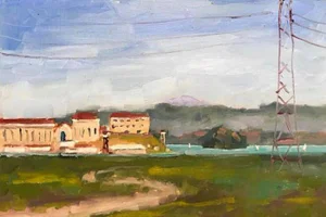 San Quentin Prison Plein‑Air Landscape (Original Oil on Masonite, 8″×12″) by L Haas