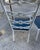 Italian Pair of 1970s Italian Style White Metal Chairs With Navy Blue Leather Cushions For Sale - Image 3 of 8