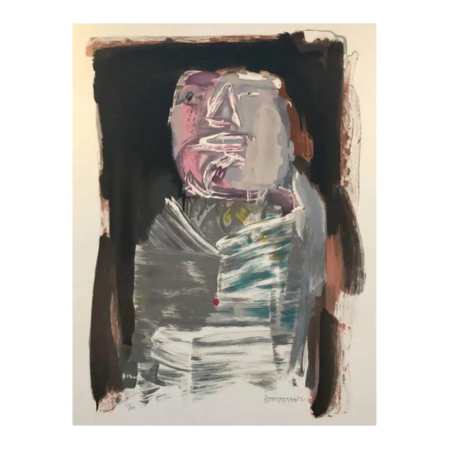1965 Abraham Rattner Mid Century Modern Figure Lithograph For Sale