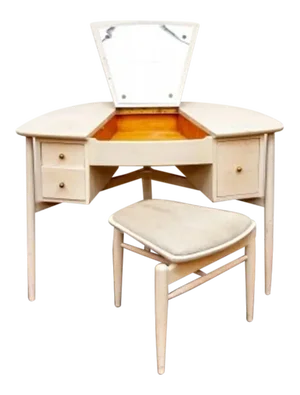 Mid-Century John Stuart Vanity Desk With Bench