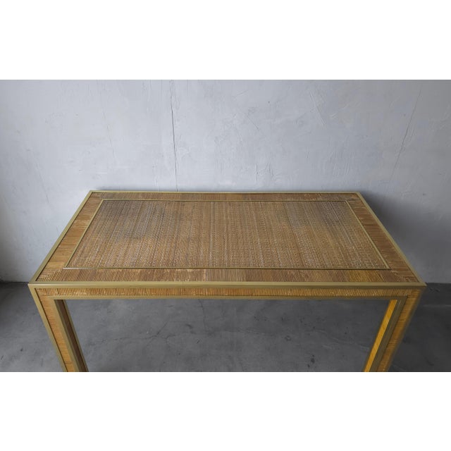 Romeo Rega 1970s Bamboo & Brass Dining Table Desk For Sale - Image 4 of 7
