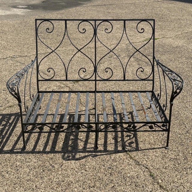 Vintage Salterini Style Wrought Iron Settee Loveseat by Florentine Craft Studio For Sale - Image 17 of 17