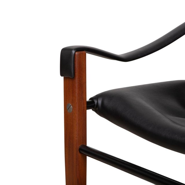 Vintage Leather and Wood Safari Armchairs by Maurice Burke for Arkana, Set of 2 For Sale - Image 5 of 14