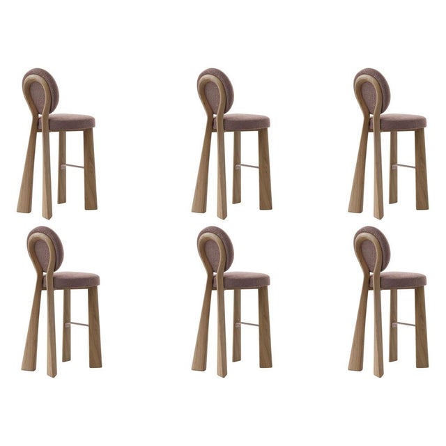 Purple Mary II Bar Chairs in Wood by Ottiu, Set of 6 For Sale - Image 8 of 8