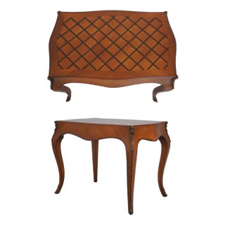 French Vintage Parquetry Mahogany Rectangular End Table For Sale