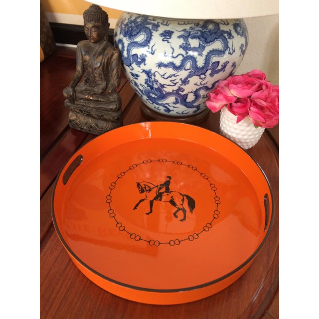 HermesInspired Orange Equestrian Serving Tray Chairish