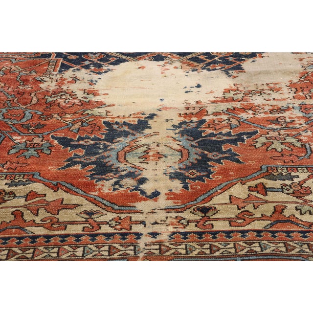 Late 19th Century Late 19th Century Antique Persian Serapi Rug - 10'06 X 12'08 For Sale - Image 5 of 9