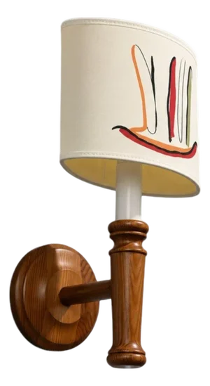 Scandinavian Modern, Wall Sconce, Pine, Fabric, Sweden, 1970s