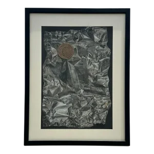 Vintage Boho Abstract Mixed Media Drawing on Paper