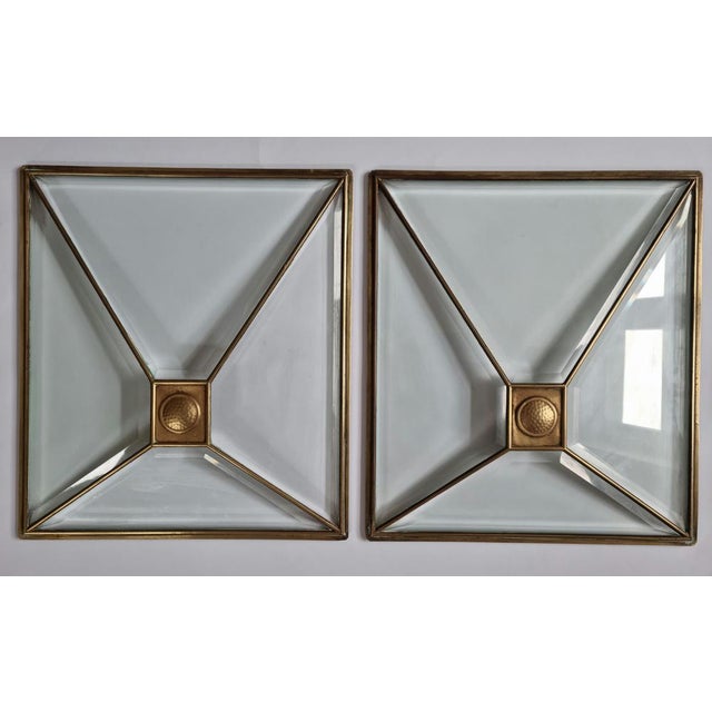 Art Deco Windows in Faceted Glass and Brass, Austria, 1930s, Set of 2 For Sale - Image 11 of 13